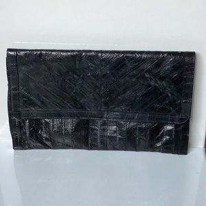 Vintage black eel skin clutch